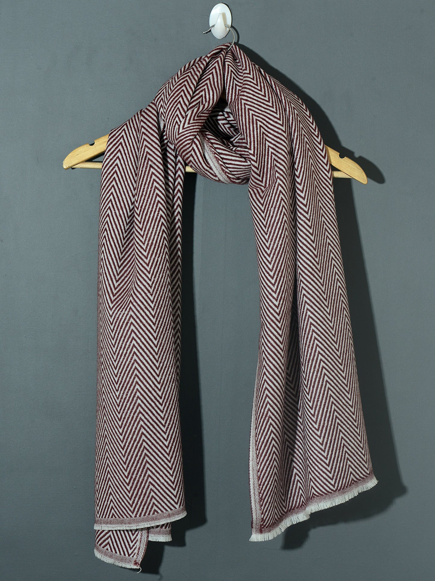 OMVAI Chevron Zig Zag Patterned Acrylic Stole- Premium Winter Wrap | Chocolate Brown