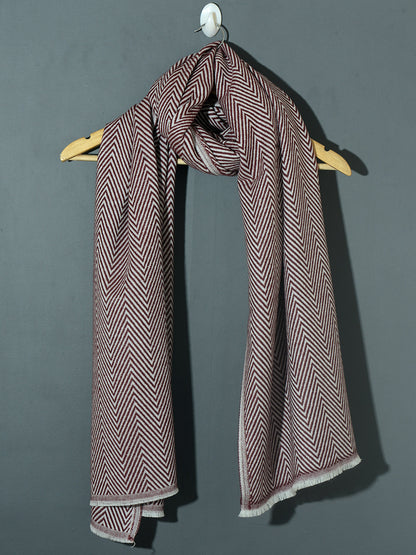 OMVAI Chevron Zig Zag Patterned Acrylic Stole- Premium Winter Wrap | Chocolate Brown
