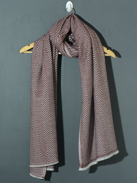 OMVAI Chevron Zig Zag Patterned Acrylic Stole- Premium Winter Wrap | Chocolate Brown