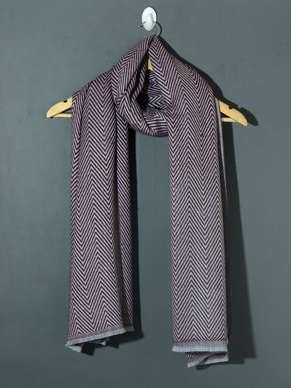 OMVAI Chevron Zig Zag Patterned Acrylic Stole- Premium Winter Wrap | Wine