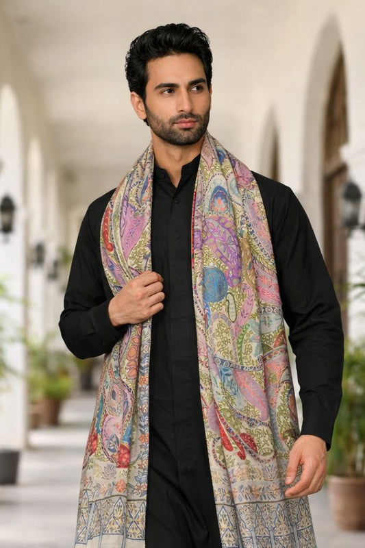 OMVAI Kalamkari Kani with Embroidery - Bright Aura