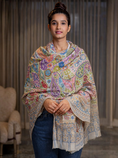 OMVAI Kalamkari Kani with Embroidery - Bright Aura