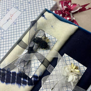 OMVAI Hand Block Tie Dye stole Combo Gift Set in Pure Cashmere wool with Blue Solid Stole (Set of  2 - For HIM and for HER)