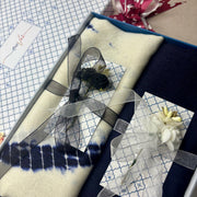 OMVAI Hand Block Tie Dye stole Combo Gift Set in Pure Cashmere wool with Blue Solid Stole (Set of  2 - For HIM and for HER)