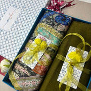 OMVAI Pashmina Combo Gift Set in Pure Cashmere wool - Sage Green Kalamkari Kani with Embroidery and solid (Set of 2 - For HIM and for HER)