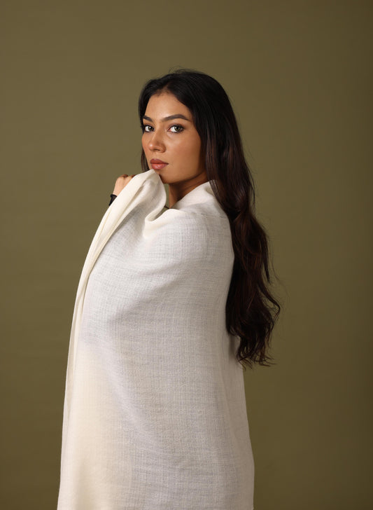 WHITE Solid Pashmina