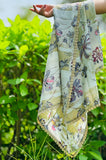 OMVAI Iris Flower Crepe Silk Scarf -  Multicolor