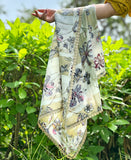 OMVAI Iris Flower Crepe Silk Scarf -  Multicolor