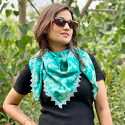 OMVAI Ivy Flower Crepe Silk Scarf -  Teal