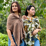 OMVAI Paisley Beauty Crepe Stole - Nude Browns