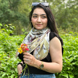 OMVAI Iris Flower Crepe Silk Scarf -  Multicolor