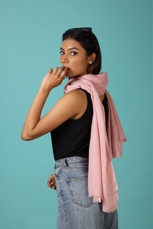 BABY PINK Solid Pashmina