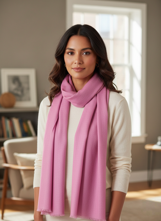 PRETY PINK Solid Pashmina Stole | OMVAI