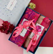 OMVAI Modal Combo Gift Set in Fuchsia Pink Kani and Reversible Modal in Fine Quality (Set of 2)  - For HIM and for HER