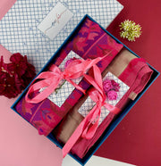 OMVAI Modal Combo Gift Set in Fuchsia Pink Kani and Reversible Modal in Fine Quality (Set of 2)  - For HIM and for HER