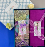 OMVAI Pashmina Combo Gift Set in Pure Cashmere wool - Purple Kalamkari Kani with Embroidery and solid (Set of 2 - For HIM and for HER)
