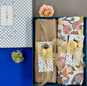 OMVAI Modal Combo Gift Set in Dove White Kani and Reversible Modal in Fine Quality (Set of 2)  - For HIM and for HER
