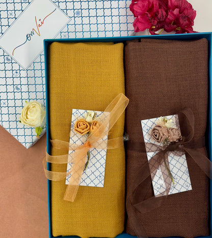 OMVAI Solid Pashmina Combo Gift Set in Pure Cashmere wool (Set of 2 - For HIM and for HER)