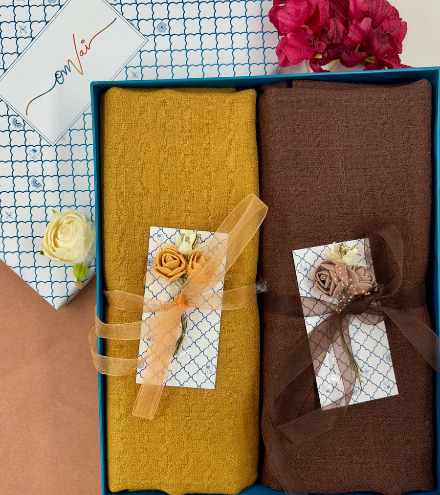 OMVAI Solid Pashmina Combo Gift Set in Pure Cashmere wool (Set of 2 - For HIM and for HER)