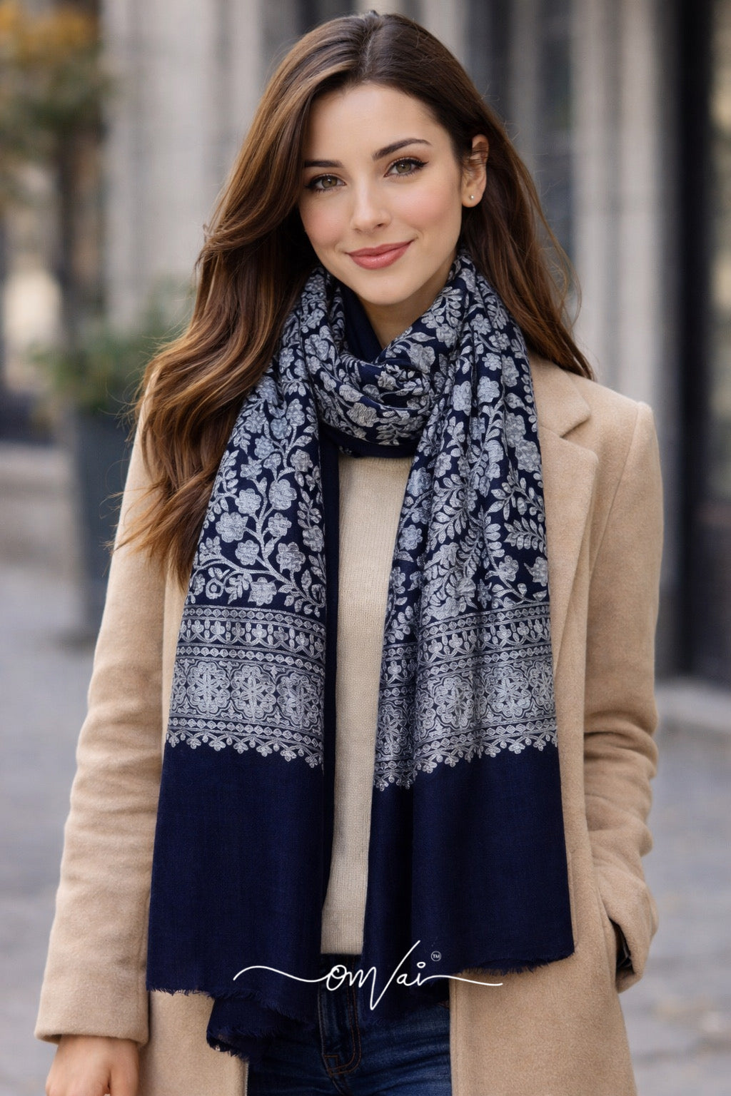 Nazaakat Exquisite Embroidered Stole - Royal Blue