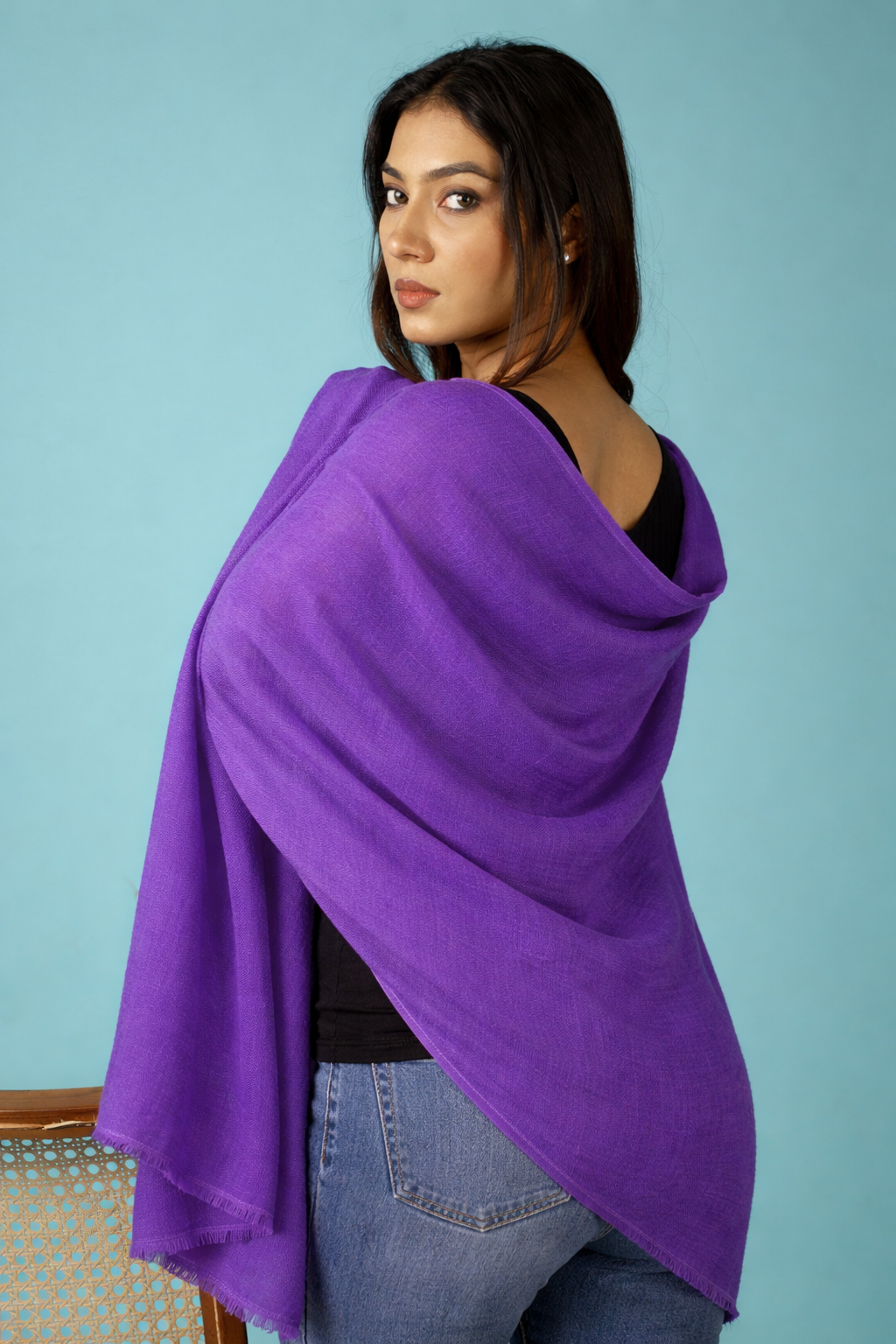 ORCHID PURPLE Solid Pashmina Stole | OMVAI