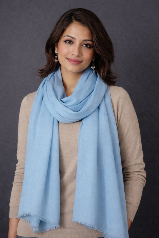 LIGHT SKY Solid Pashmina Stole | OMVAI