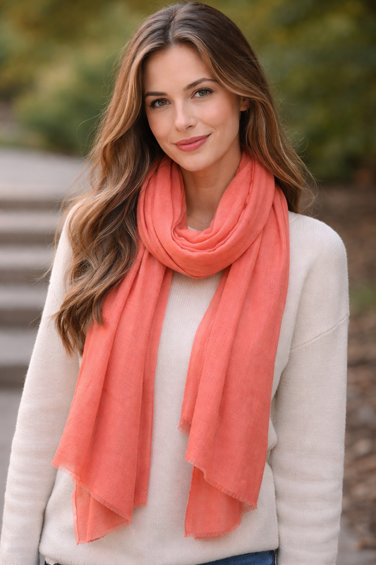 CORAL Solid Pashmina Stole