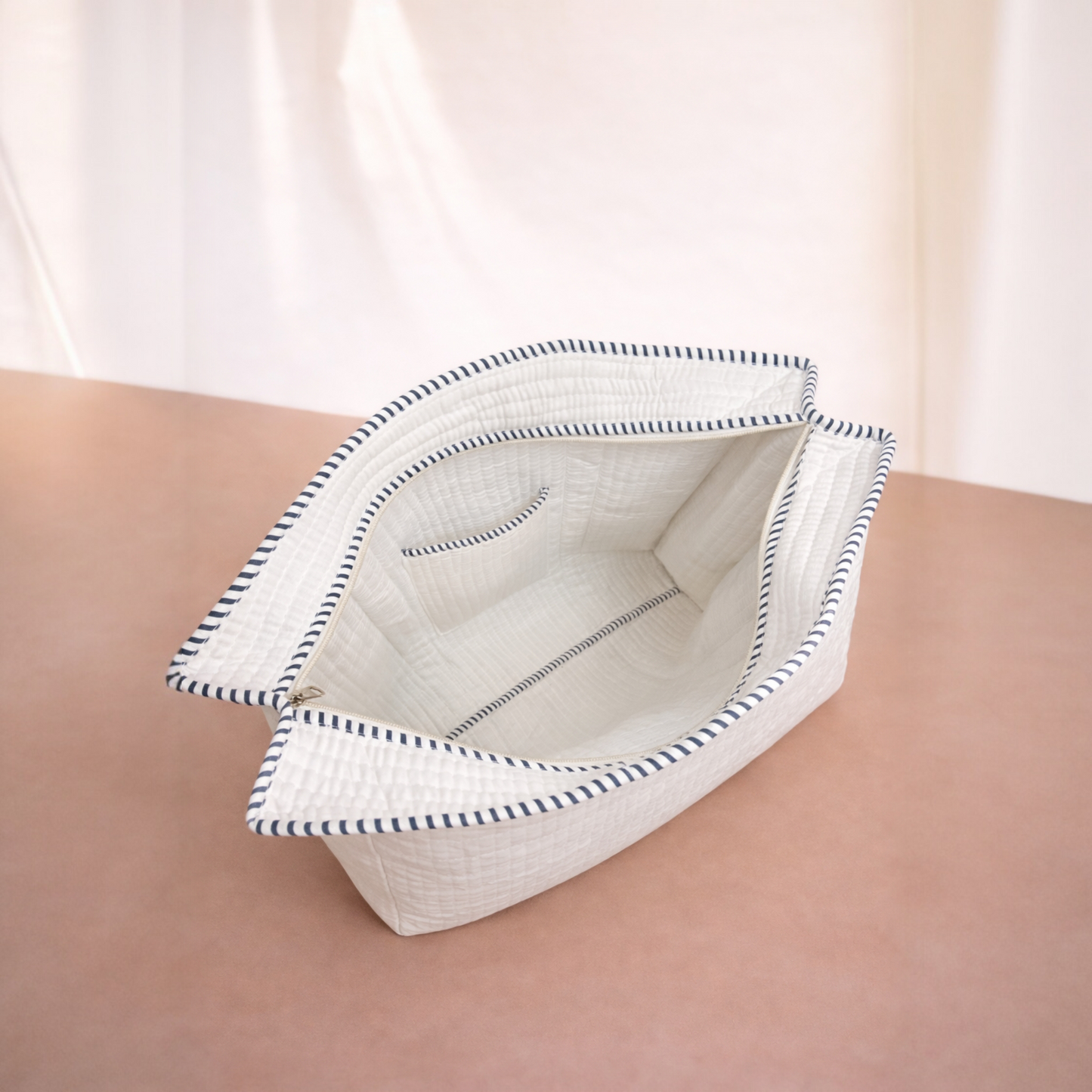 White Handblock Botanical Cotton Tote Bag | Handcrafted & Lightweight