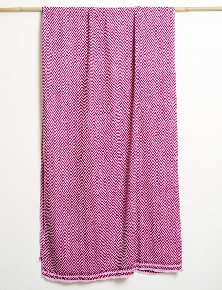 Zig Zag Patterned Super Soft Woolen Muffler - Magenta Pink