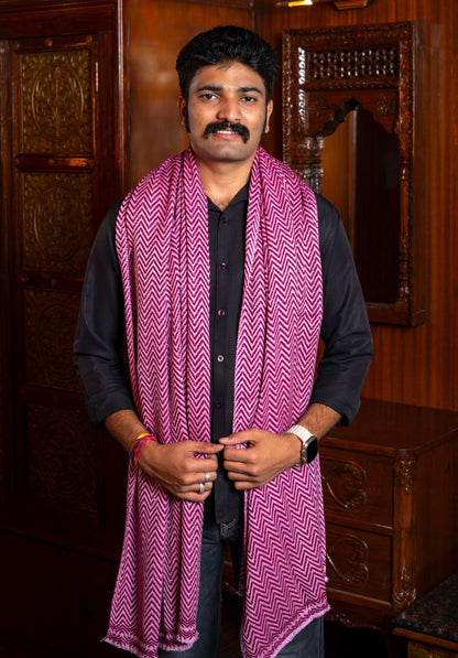 Zig Zag Patterned Super Soft Woolen Muffler | Magenta Pink