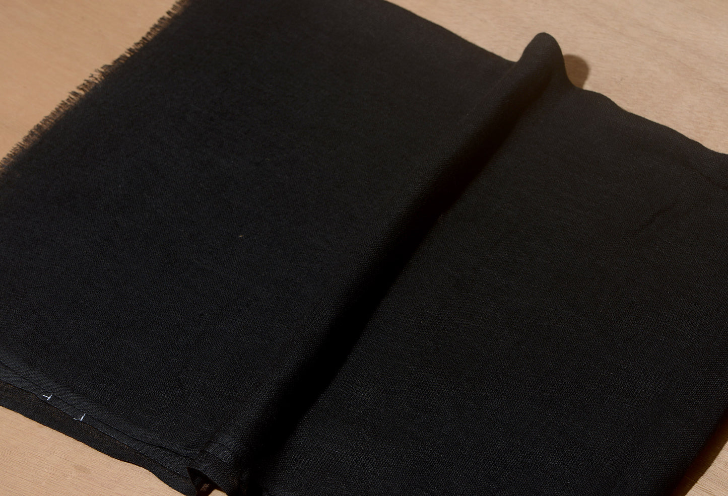 Midnight Black Solid Viscose Linen Stole