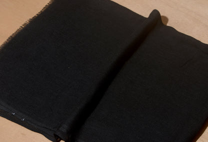 Midnight Black Solid Viscose Linen Stole