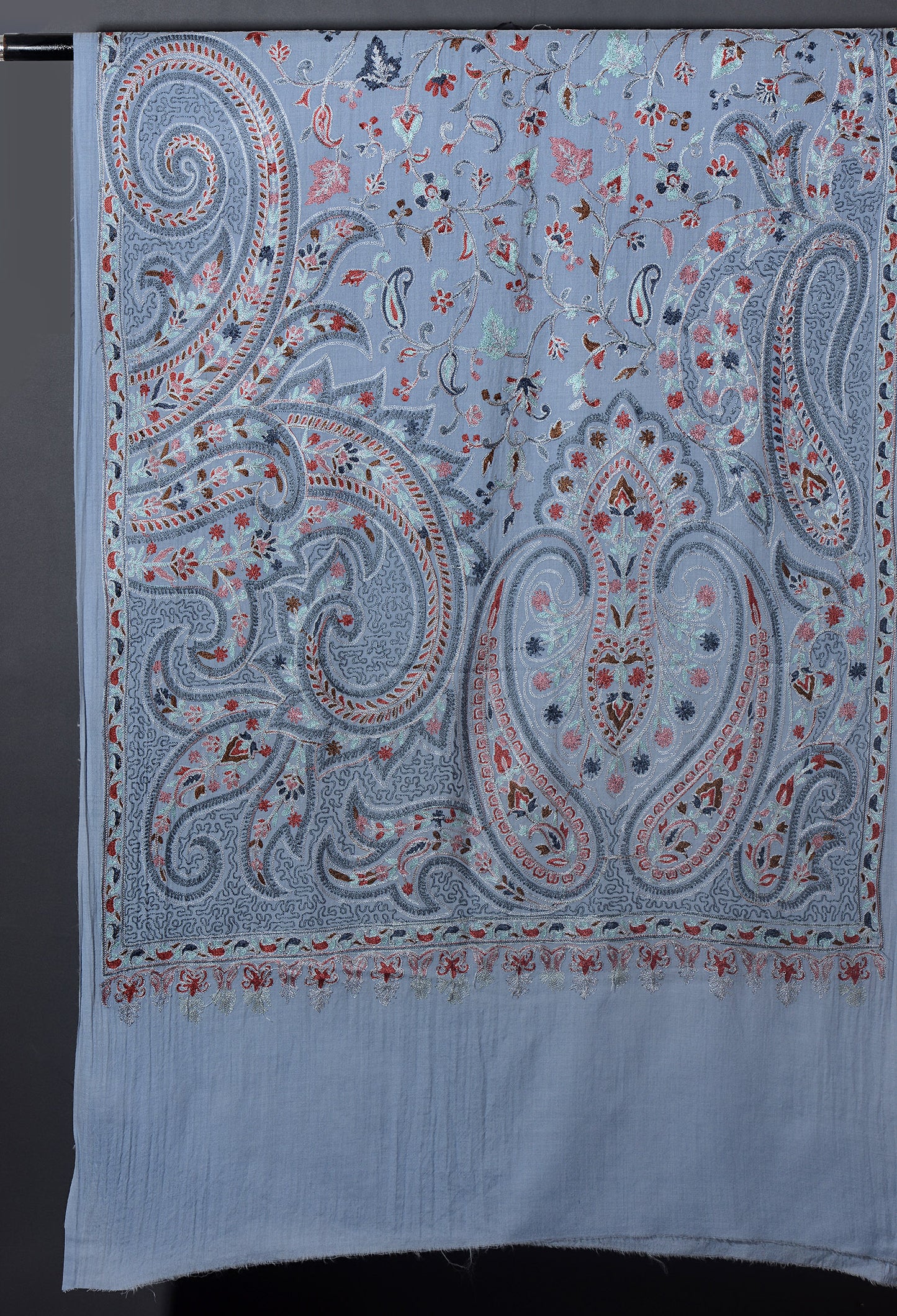 Miras Exquisite Embroidered Stole - Light Sky