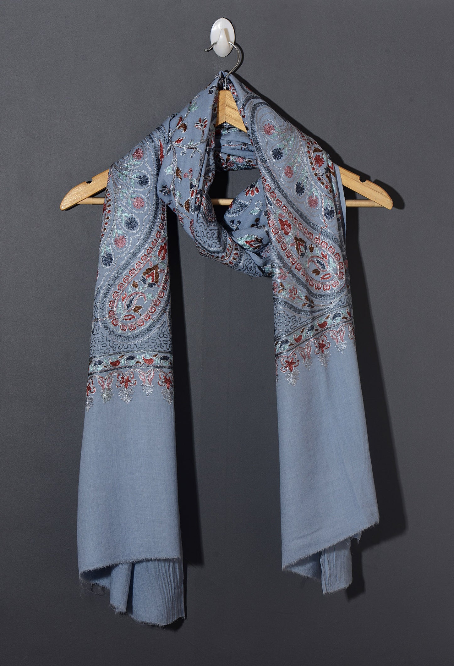 Miras Exquisite Embroidered Stole - Light Sky