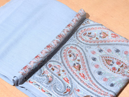 Miras Exquisite Embroidered Stole - Light Sky