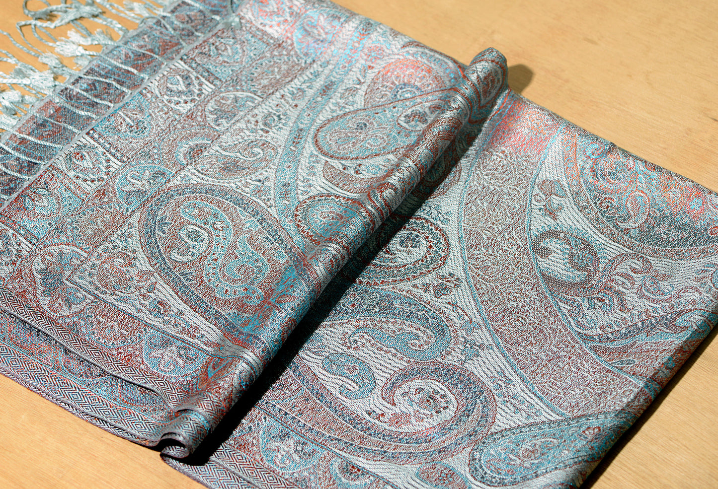 OMVAI Victorian Paisley Pattern Micro Art Silk Stole - Mystic Grey