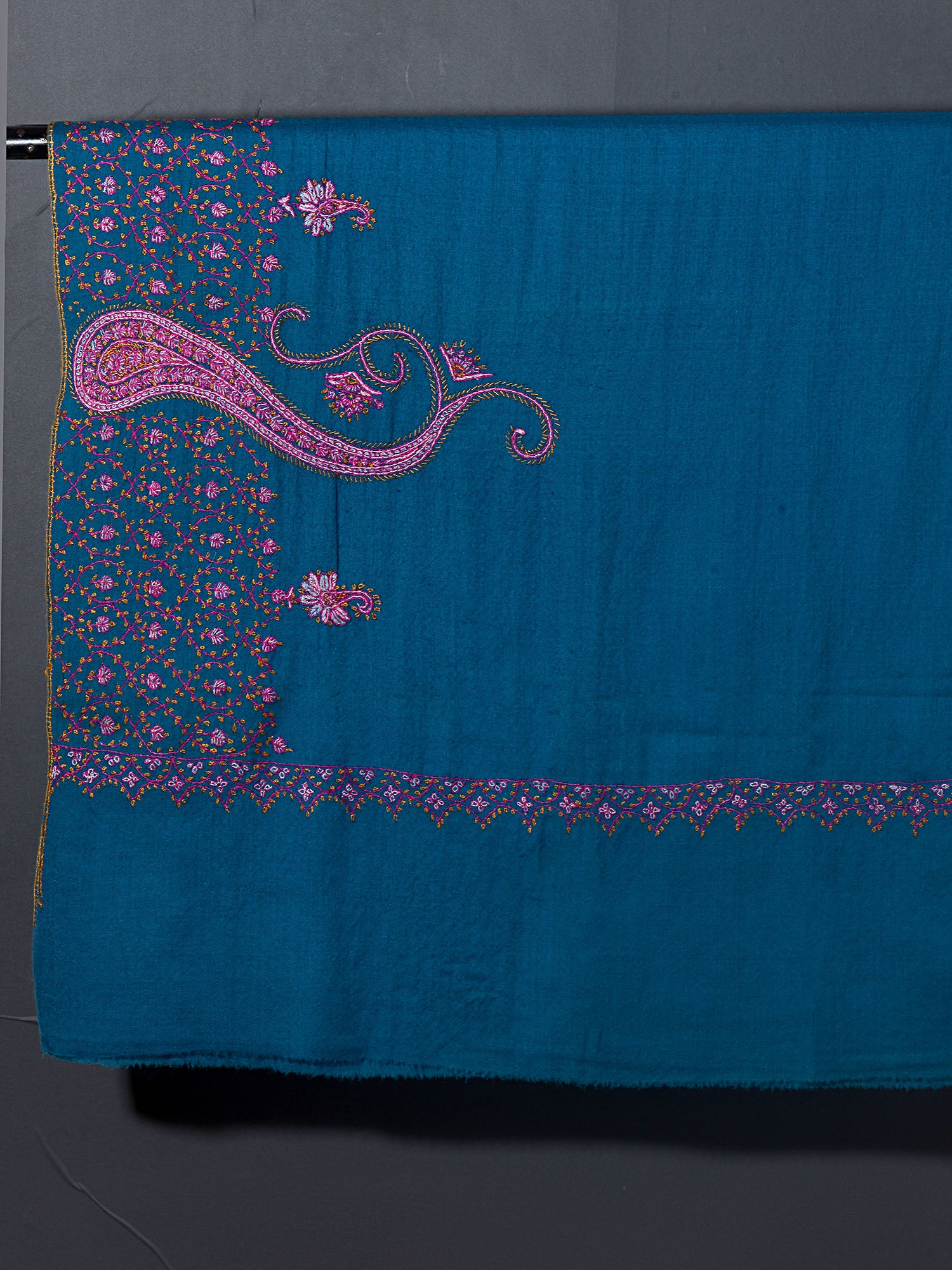 NERA Elegant Blue Embroidered Shawl - Unisex