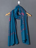 NERA Elegant Blue Embroidered Shawl - Unisex