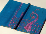 NERA Elegant Blue Embroidered Shawl - Unisex