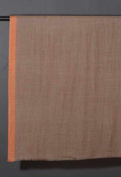 Striped Border Pashmina  -  Natural with Apricot border