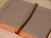 Striped Border Pashmina  -  Natural with Apricot border