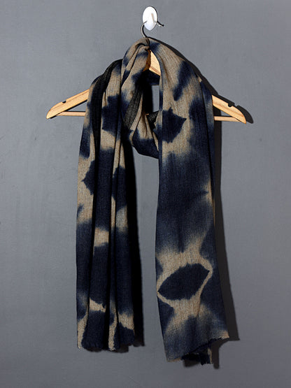 Tie and Dye Super Soft Woolen Muffler Man/Women | Natural with Indigo Blue