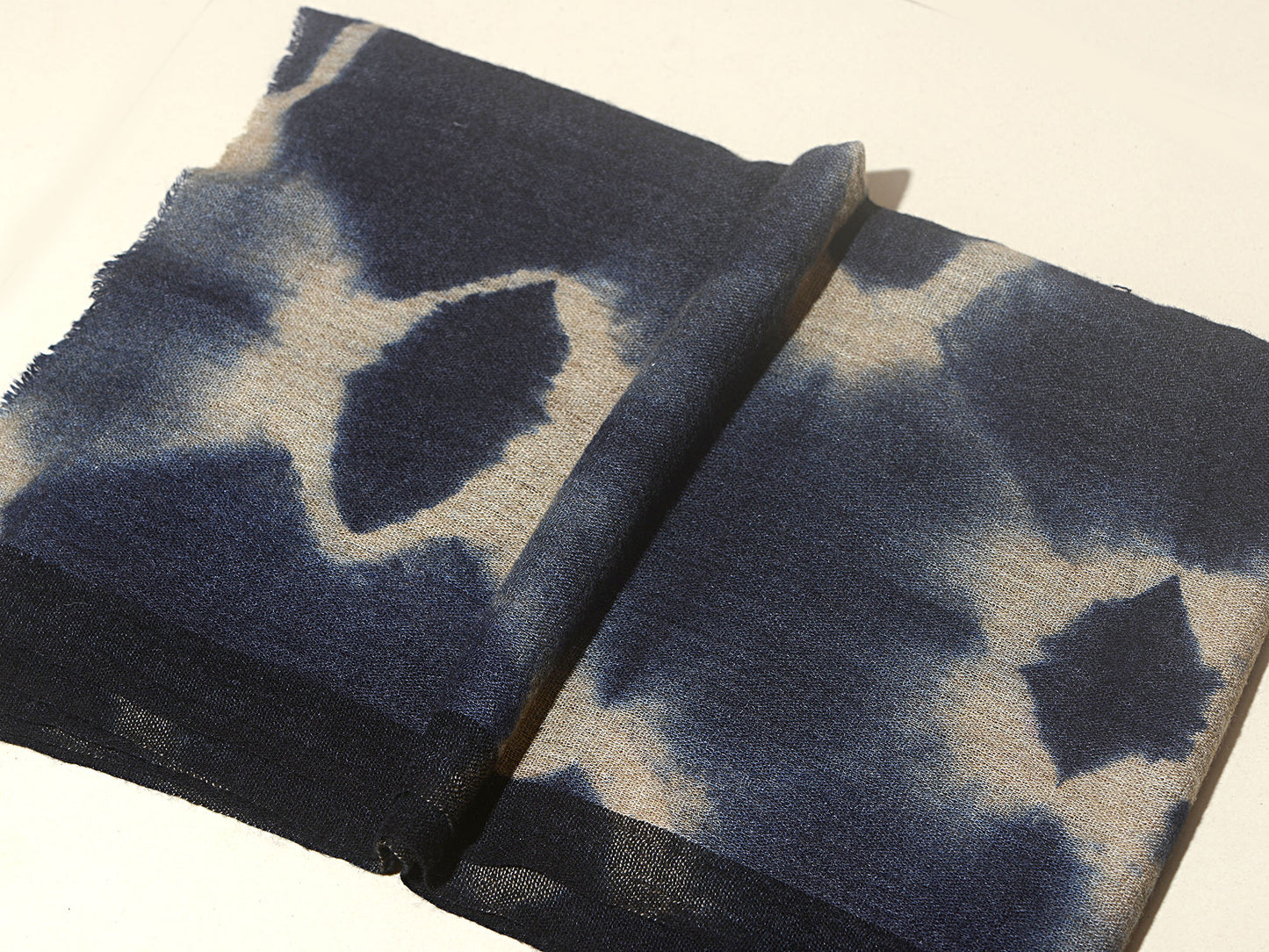 Tie and Dye Super Soft Woolen Muffler Man/Women | Natural with Indigo Blue