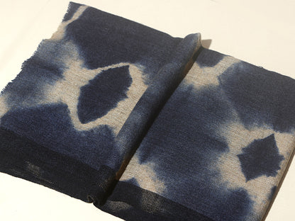 Tie and Dye Super Soft Woolen Muffler Man/Women | Natural with Indigo Blue