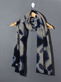Tie and Dye Super Soft Woolen Muffler - Natural with Midnight Blue