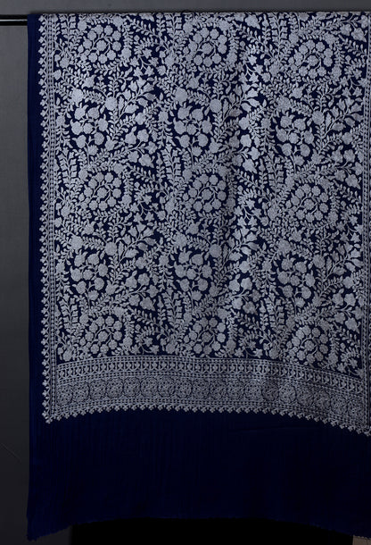 Nazaakat Exquisite Embroidered Stole - Royal Blue
