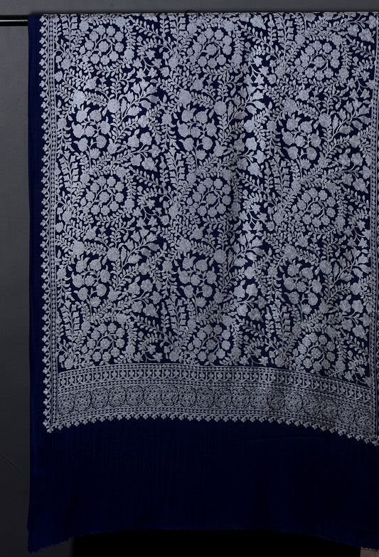 Nazaakat Exquisite Embroidered Stole - Royal Blue