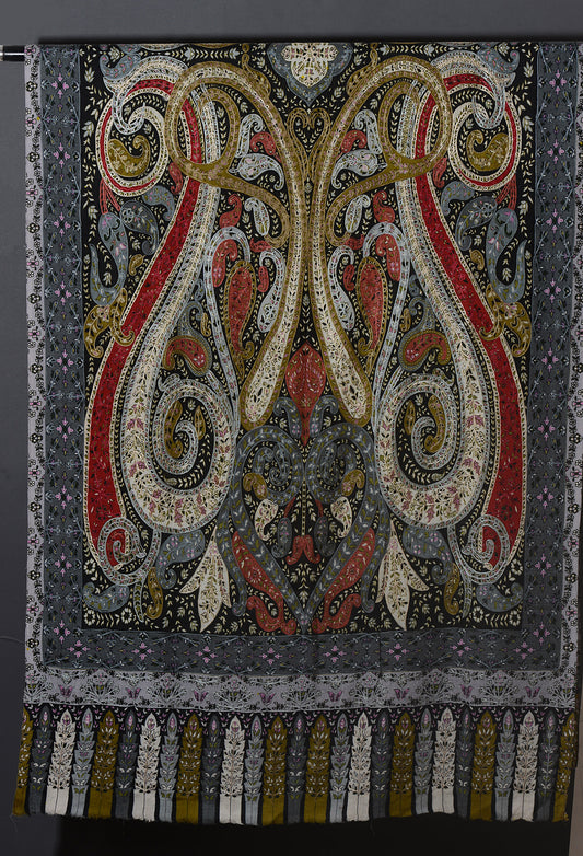 OMVAI Kalamkari Kani with Embroidery - Black Beauty