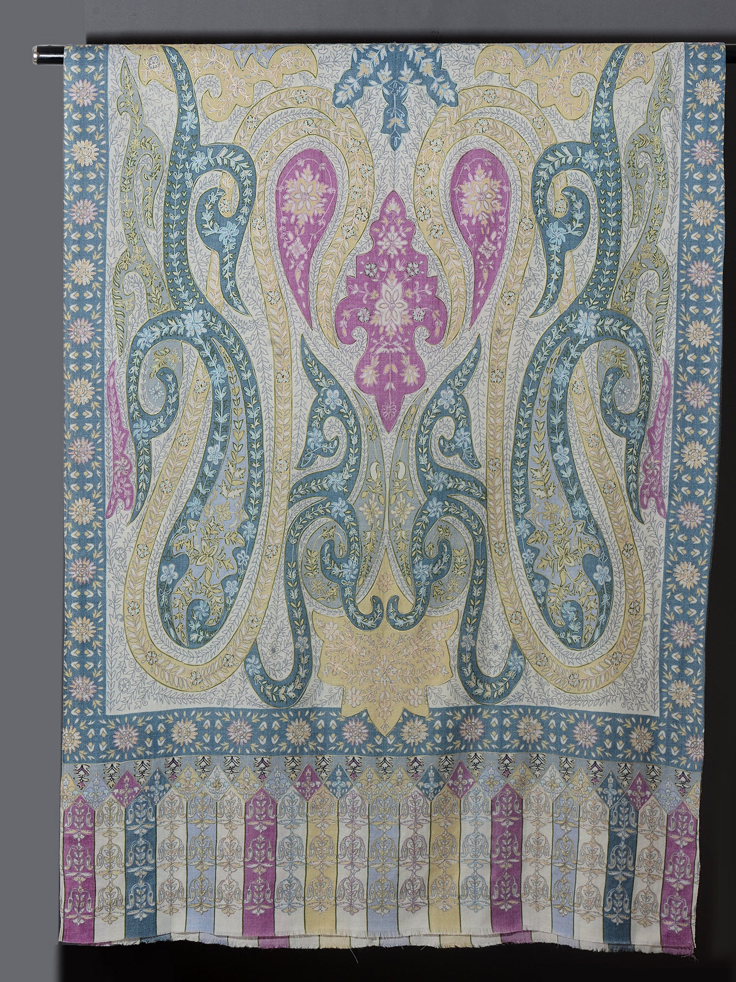 OMVAI Kalamkari Kani with Embroidery - Light Blue