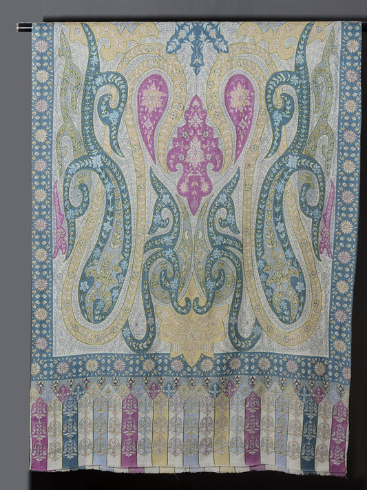 OMVAI Kalamkari Kani with Embroidery - Light Blue